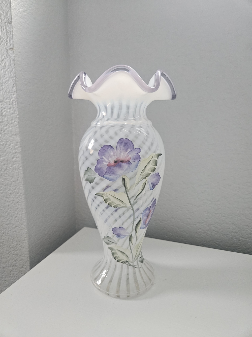 Fenton Lavender Petals Vase Handpainted By K Riley